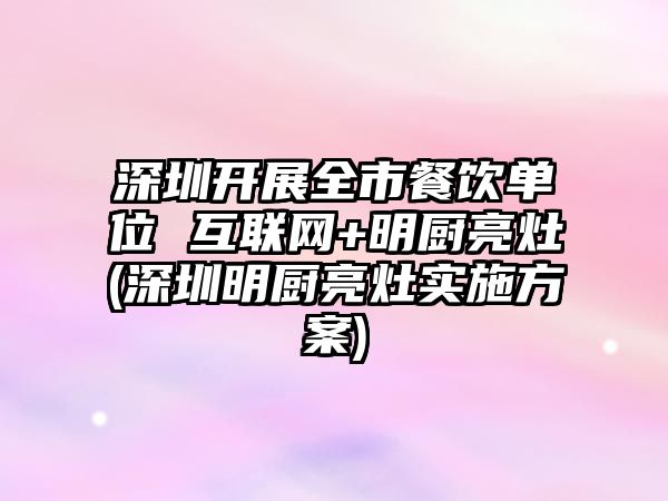 深圳開展全市餐飲單位 互聯(lián)網(wǎng)+明廚亮灶(深圳明廚亮灶實施方案)