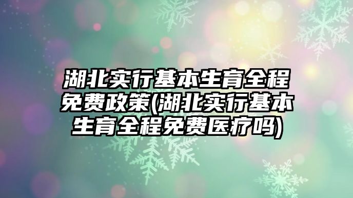 湖北實(shí)行基本生育全程免費(fèi)政策(湖北實(shí)行基本生育全程免費(fèi)醫(yī)療嗎)