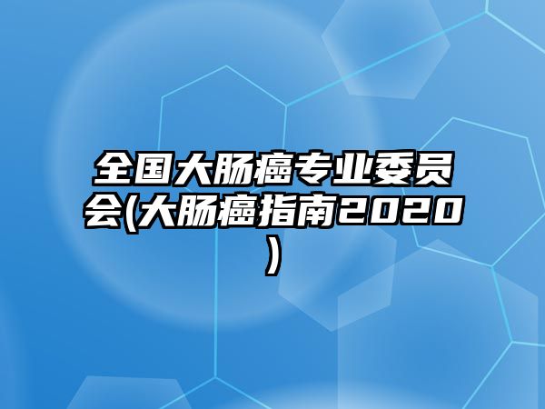 全國大腸癌專業(yè)委員會(大腸癌指南2020)