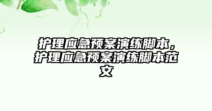 護(hù)理應(yīng)急預(yù)案演練腳本，護(hù)理應(yīng)急預(yù)案演練腳本范文