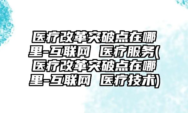 醫(yī)療改革突破點(diǎn)在哪里-互聯(lián)網(wǎng) 醫(yī)療服務(wù)(醫(yī)療改革突破點(diǎn)在哪里-互聯(lián)網(wǎng) 醫(yī)療技術(shù))