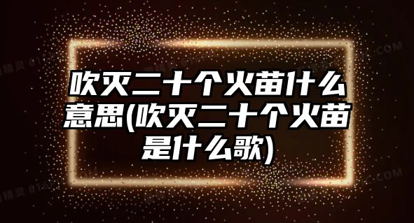 吹滅二十個(gè)火苗什么意思(吹滅二十個(gè)火苗是什么歌)