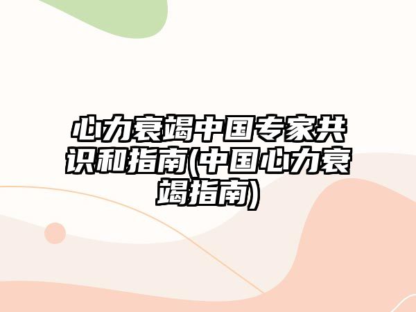 心力衰竭中國(guó)專家共識(shí)和指南(中國(guó)心力衰竭指南)