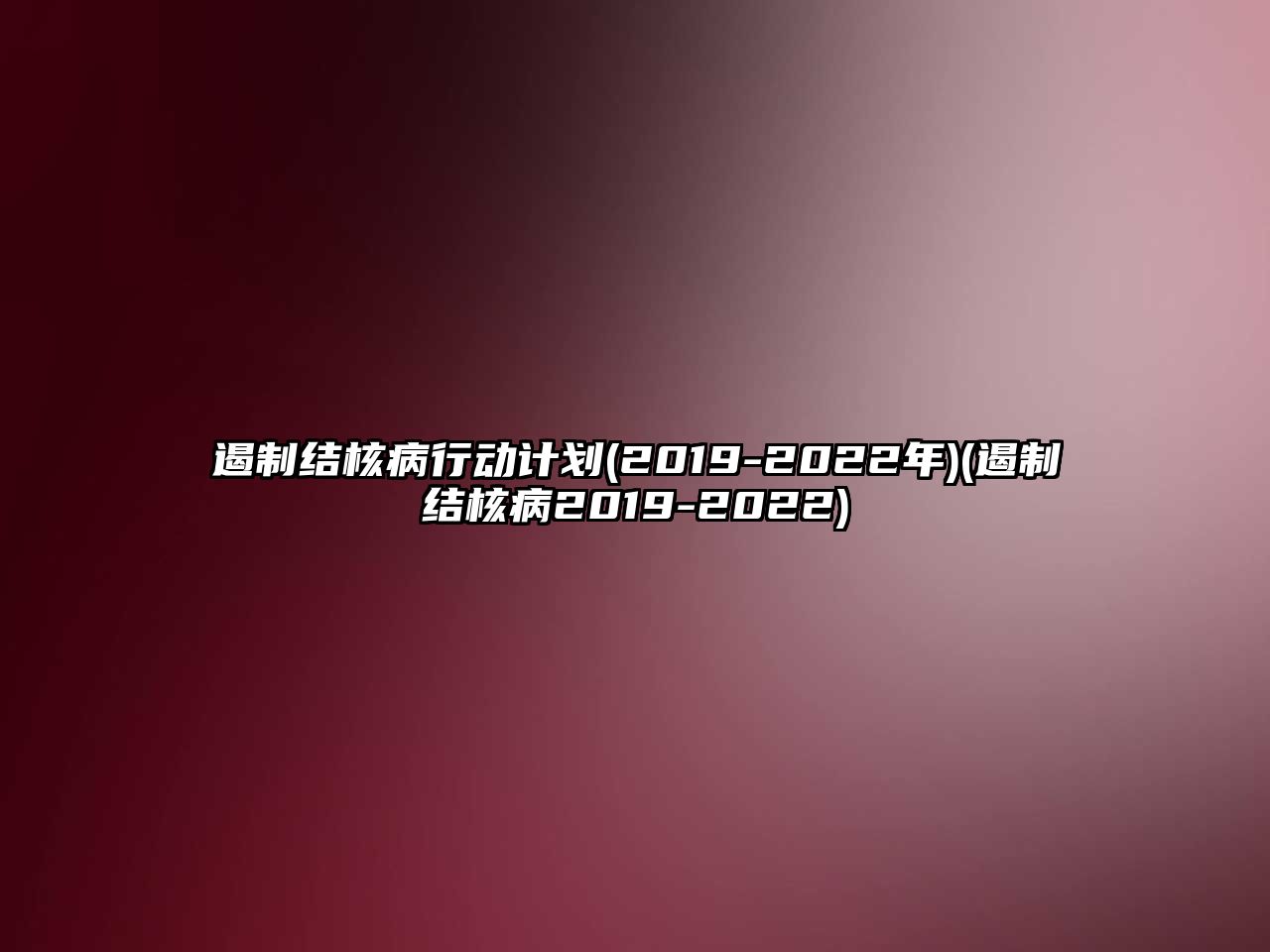 遏制結(jié)核病行動計劃(2019-2022年)(遏制結(jié)核病2019-2022)