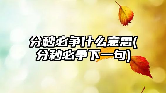 分秒必爭什么意思(分秒必爭下一句)