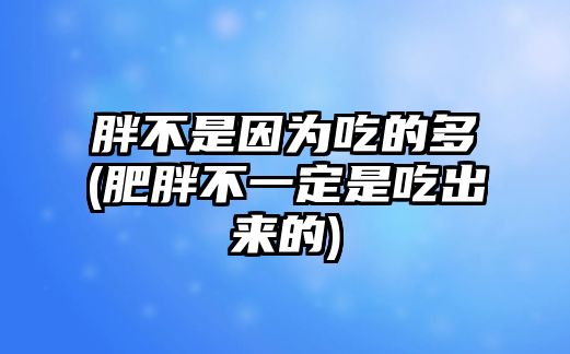 胖不是因?yàn)槌缘亩?肥胖不一定是吃出來的)