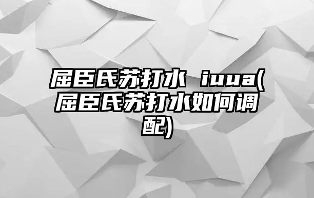 屈臣氏蘇打水 iuua(屈臣氏蘇打水如何調(diào)配)