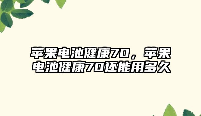 蘋果電池健康70，蘋果電池健康70還能用多久