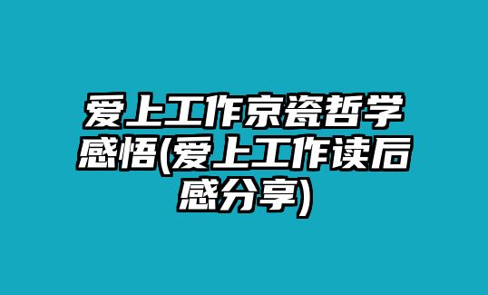 愛上工作京瓷哲學(xué)感悟(愛上工作讀后感分享)