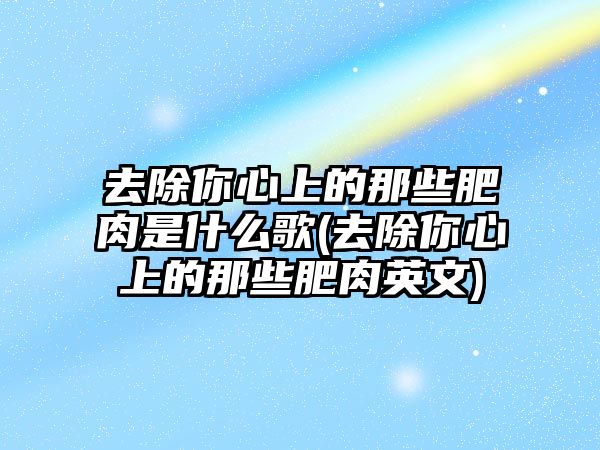 去除你心上的那些肥肉是什么歌(去除你心上的那些肥肉英文)