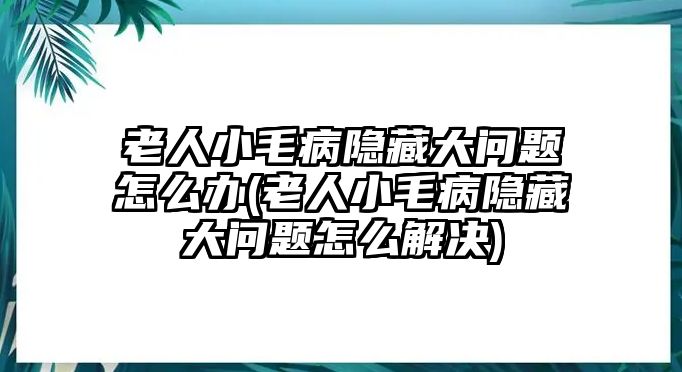 老人小毛病隱藏大問題怎么辦(老人小毛病隱藏大問題怎么解決)