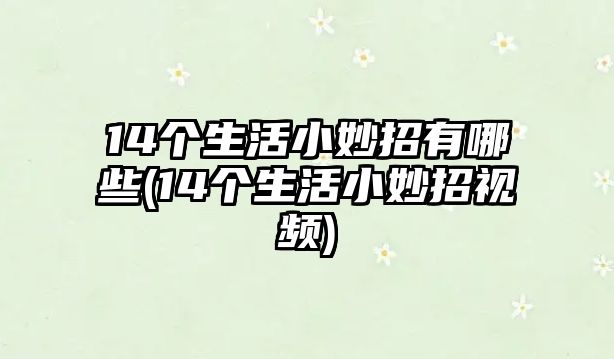 14個生活小妙招有哪些(14個生活小妙招視頻)