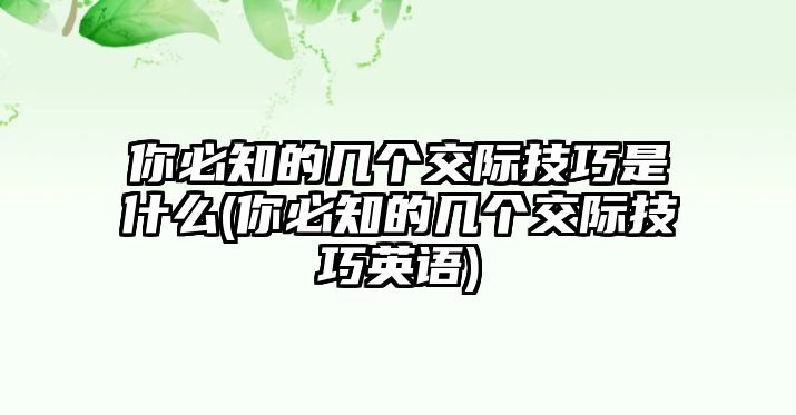 你必知的幾個(gè)交際技巧是什么(你必知的幾個(gè)交際技巧英語)