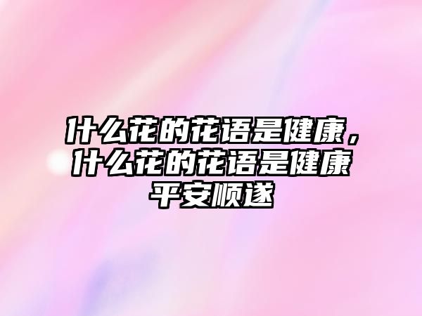 什么花的花語是健康，什么花的花語是健康平安順遂