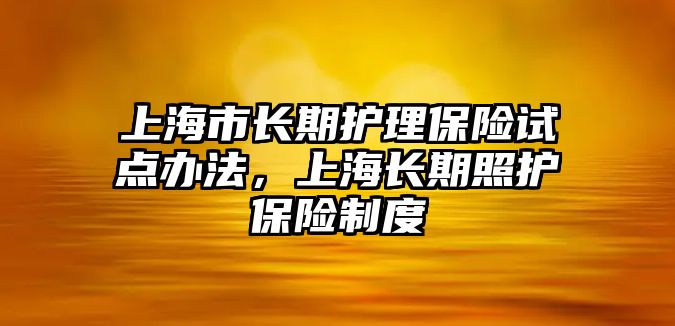 上海市長期護理保險試點辦法，上海長期照護保險制度