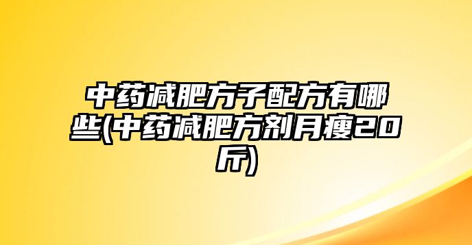 中藥減肥方子配方有哪些(中藥減肥方劑月瘦20斤)