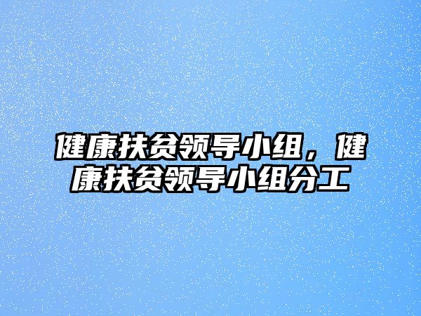 健康扶貧領(lǐng)導(dǎo)小組，健康扶貧領(lǐng)導(dǎo)小組分工