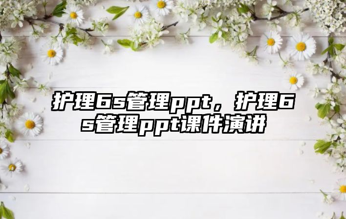 護(hù)理6s管理ppt，護(hù)理6s管理ppt課件演講