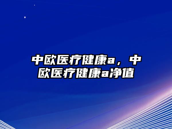 中歐醫(yī)療健康a，中歐醫(yī)療健康a凈值