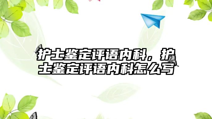 護士鑒定評語內(nèi)科，護士鑒定評語內(nèi)科怎么寫