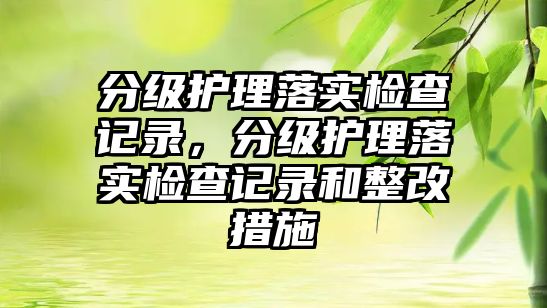 分級護理落實檢查記錄，分級護理落實檢查記錄和整改措施