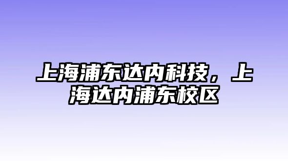 上海浦東達(dá)內(nèi)科技，上海達(dá)內(nèi)浦東校區(qū)