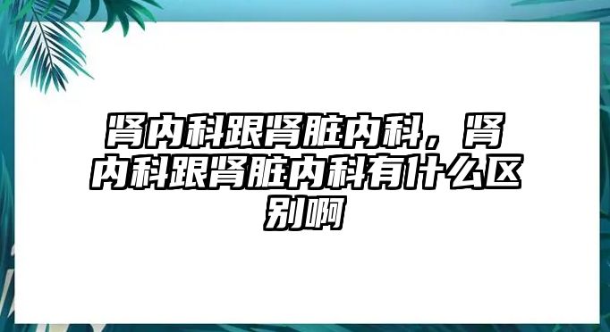 腎內(nèi)科跟腎臟內(nèi)科，腎內(nèi)科跟腎臟內(nèi)科有什么區(qū)別啊